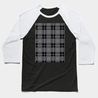 Gray and Black Flannel-Plaid Pattern Baseball T-Shirt